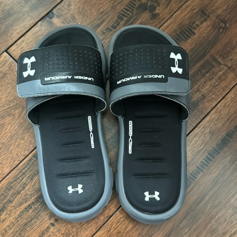 Under Armour Black and Gray Kids Sandals